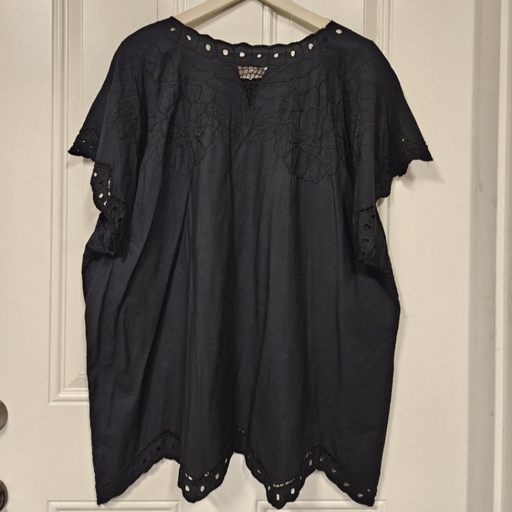 Jane Ashley woman black floral lace Blouse size 2X - Picture 4 of 8
